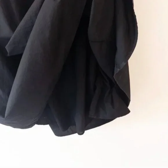 Allina Liu Break Skirt S Onyx Black Midi Tie Sides Lining Cotton Boho - Picture 7 of 7